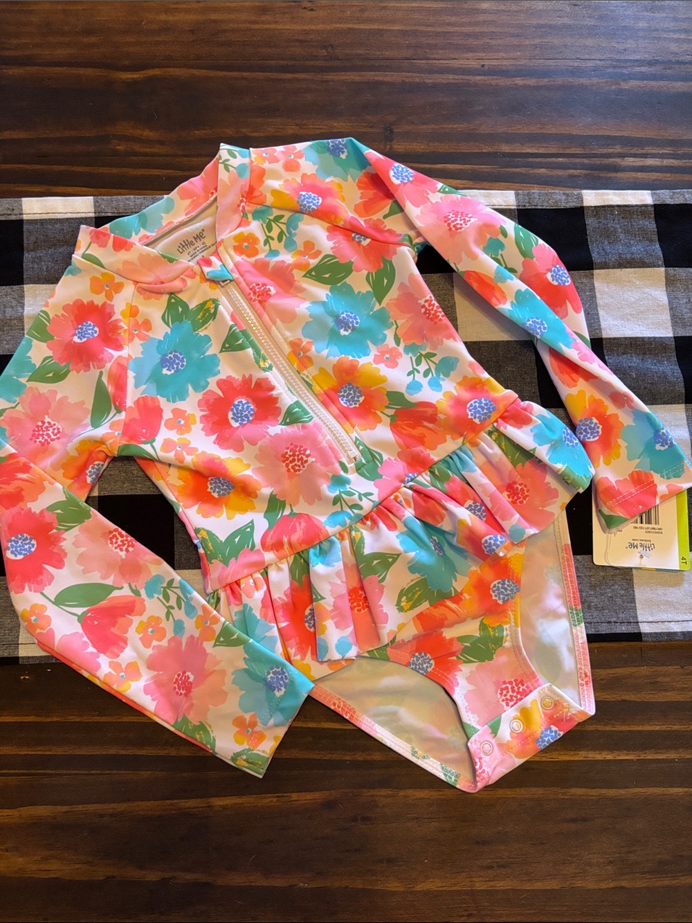Little Me floral swimsuit rash guard 4T new